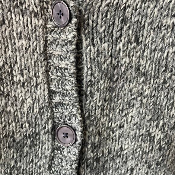Talbots Chunky Knit Sweater Gray Size Large Sailor Collar Cardigan Buttons Cozy - Picture 4 of 6